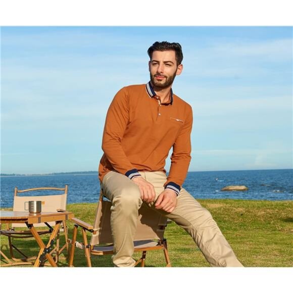 Men's Polo‎ Shirt Casual Long Short Sleeve Classic Cotton T Golf Sport Shirt - Picture 3 of 5